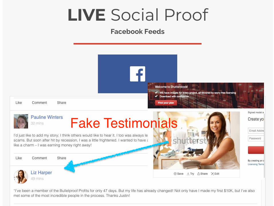 Bulletproof fake Facebook feed